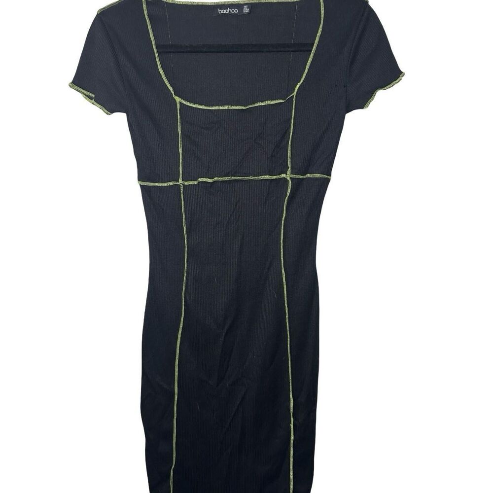 Boohoo Women's Black and Green Dress